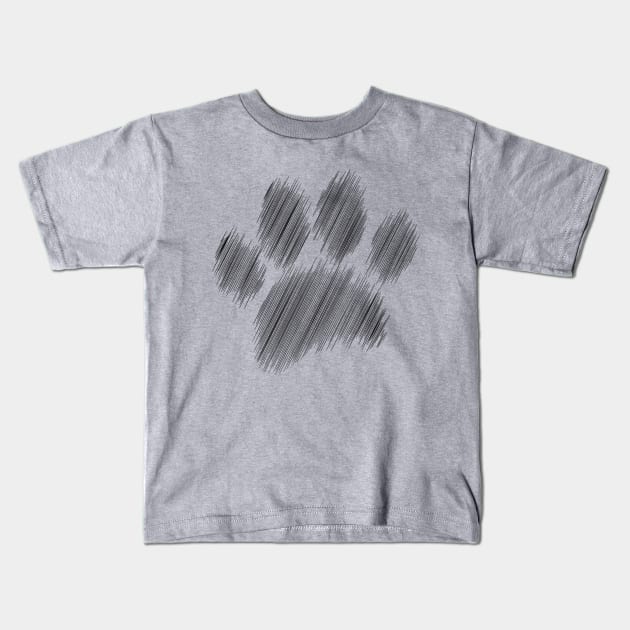 Pencil Sketched Dog Paw Digital Art Kids T-Shirt by Braznyc